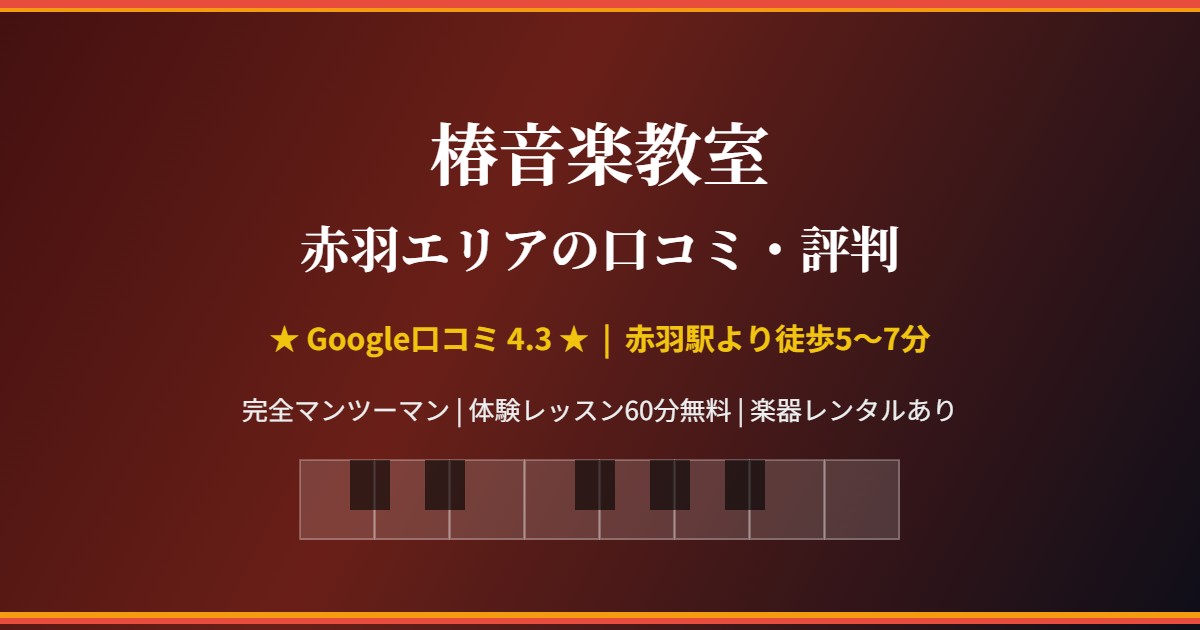 椿音楽教室 赤羽エリアの口コミ・評判